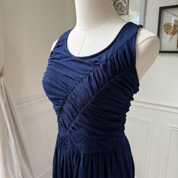 Plenty by Tracey Reese Anthropologie Blue Ruched Stretchy Fit and Flare Maxi Dre - Picture 4 of 8